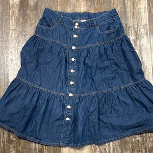 Time and Tru Blue Denim Maxi Skirt